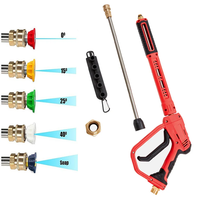 Power Washer Gun Replacement - 高圧洗浄機ガン 4000 PSI 5種類のノズルチップ付き パワーウォッシャー スプレーガン