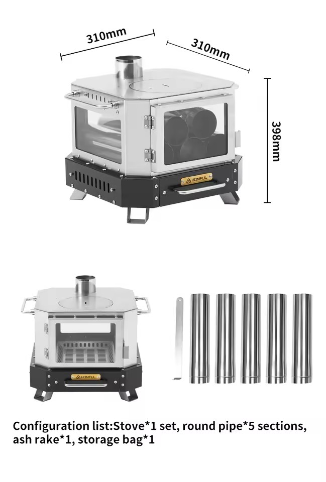 Outdoor Kitchen Power Burner - HOMFUL ポータブル薪ストーブ 家庭用暖房 薪焚き式 ポータブル屋外キャンプ調理器具 コンプリートセット