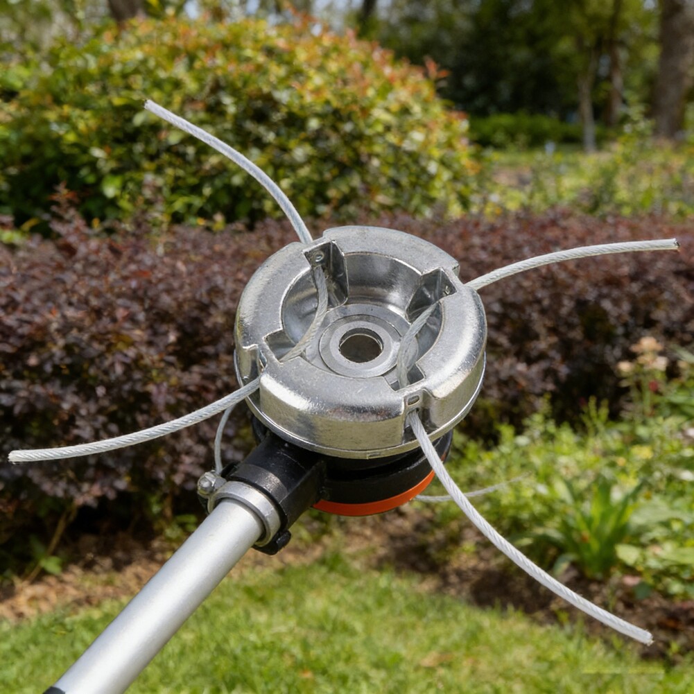 Outdoor Power Line - 1 セット 8 センチメートル金属芝刈り機ヘッドナイロン鋼芝刈りライン付き一般的な芝刈り機ヘッド交換用ガーデン電動工具