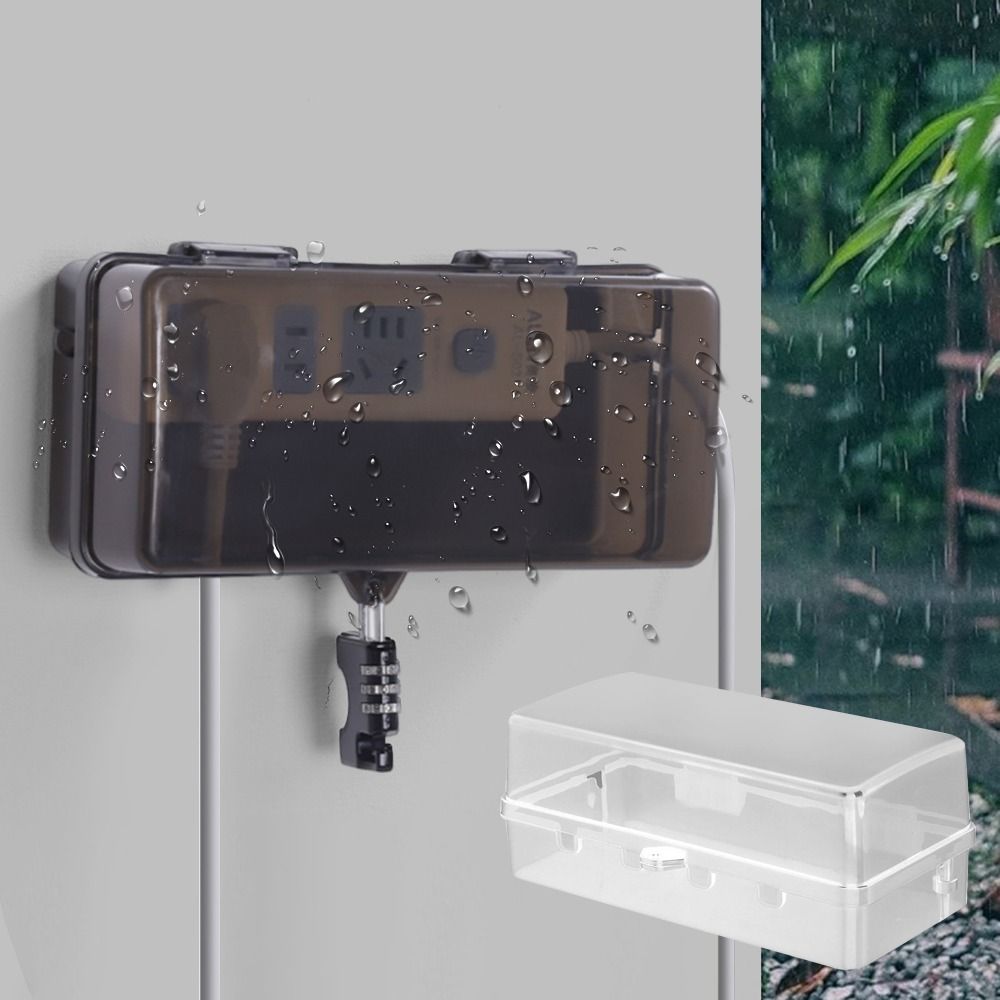 Outdoor Power Outlet Weatherproof - 耐久性のあるプラスチック製プラグボックス盗難防止耐候性延長コードカバー保護コンセント防水電源タップ収納ボックス屋外用