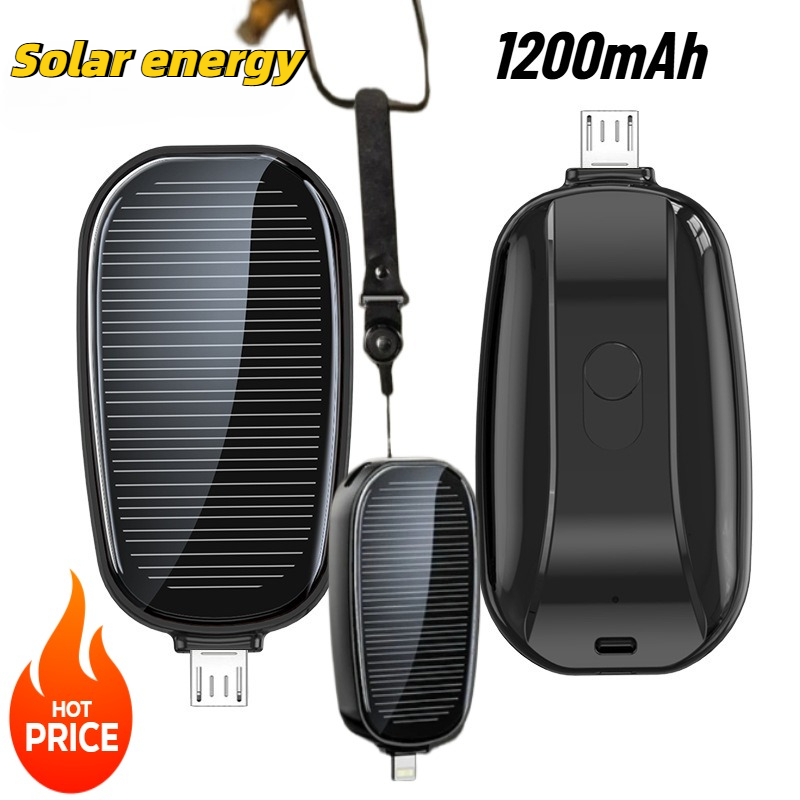 Outdoor Usb Power Outlet - 1200mAh ソーラーミニパワーバンクキーホルダーポータブル充電器屋外キャンプ外部バッテリー高速充電 Xiaomi モバイル電源用