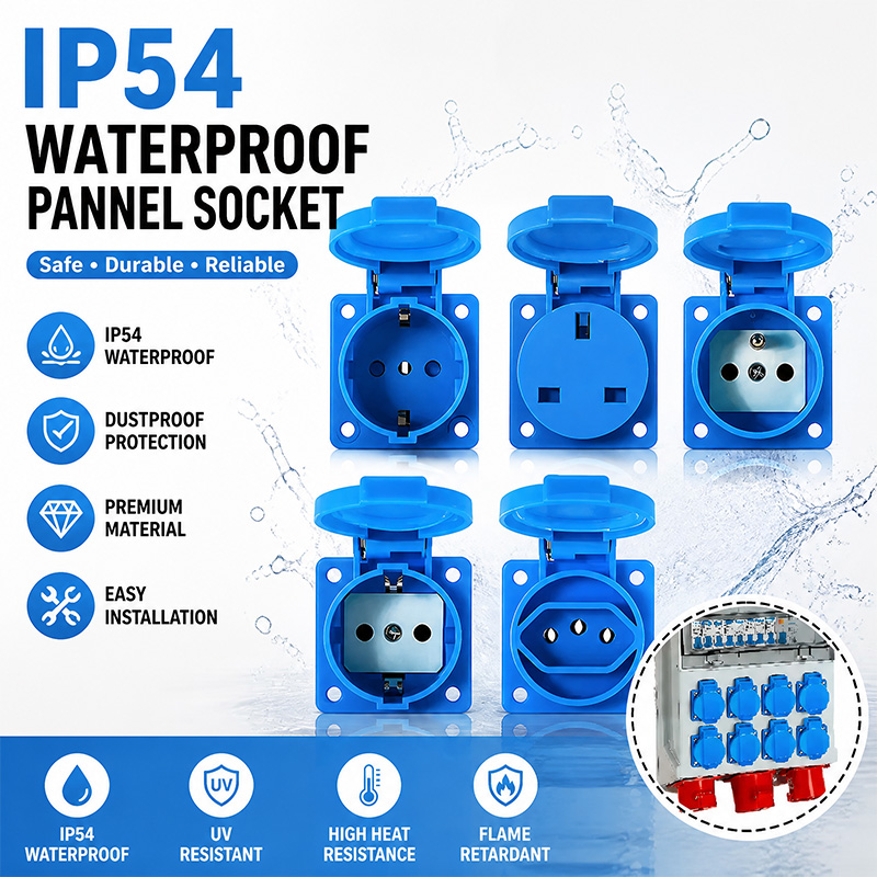 Outdoor Power Plus - IP54 16A 防水工業用パネルソケット電力壁コンセント EU UK ユニバーサルプラグソケット屋外配電ボックス用