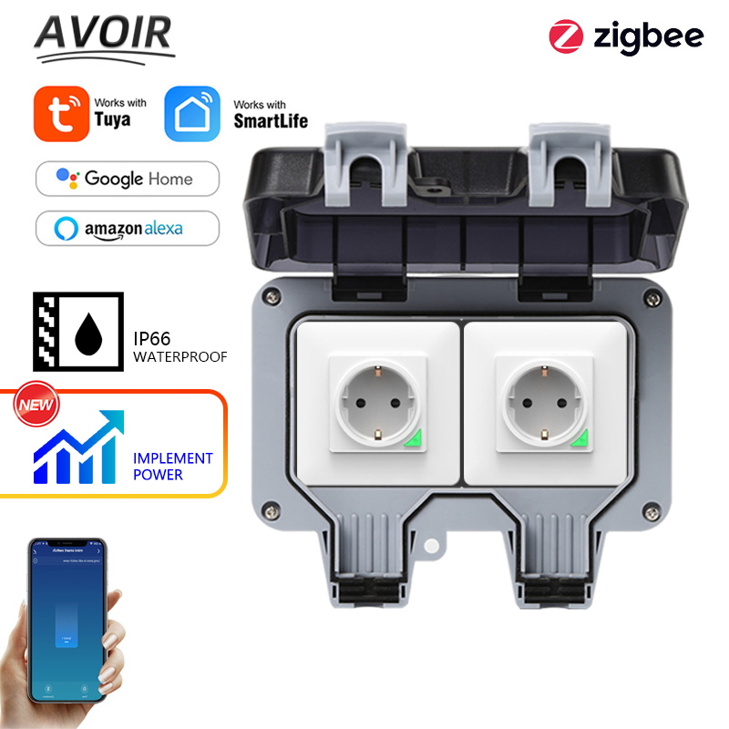 Outdoor Power Outlet Weatherproof - Avoir Tuya Zigbee 電気ソケット IP66 防水屋外