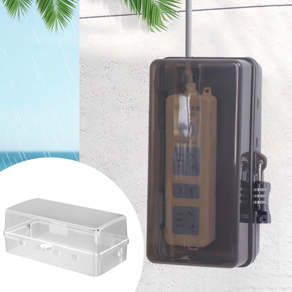 Outdoor Power Outlet Weatherproof - 持ち運び可能なプラスチック製プラグボックス。盗難防止、防水機能付き。ケーブル整理ボックス。耐候性があり、コンセントや電源タップを保護し、屋外での保管に最適。
