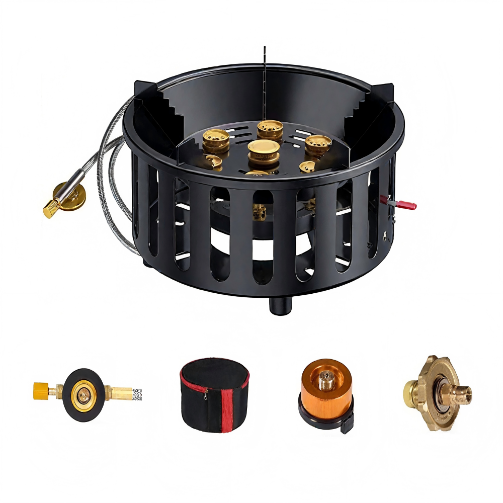 Outdoor Kitchen Power Burner - 高出力7芯21000Wポータブルキャンプストーブ、強風対応屋外ガスバーナー、電子点火式で強力な火力調理可能