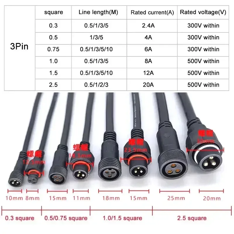 屋外防水IP67 2 3 4P 5 6P 7 8ピン電源コネ - Outdoor Power Line のレビューと価格