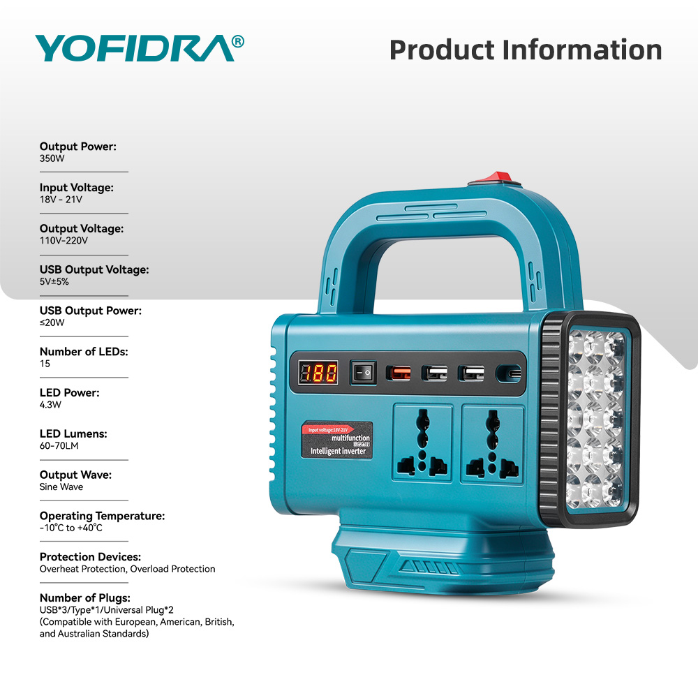 YOFIDRA 220V ポータブルパワーインバーター 屋外 - Outdoor Usb Power Outlet のレビューと価格